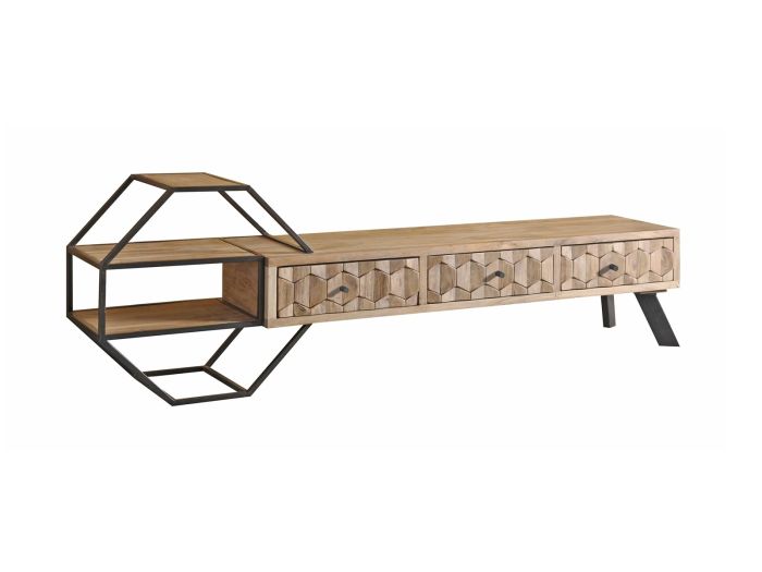 Mueble TV Estilo Moderno con Estantería Diseño Geométrico, 190 Cm