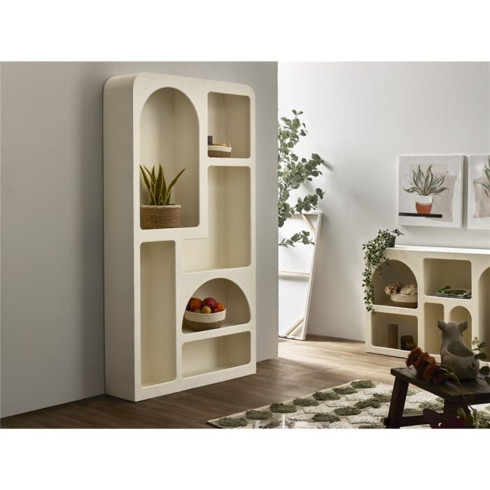 Estantería Diseño Ibicenco Estilo Nórdico Blanco Crema, 180 Cm