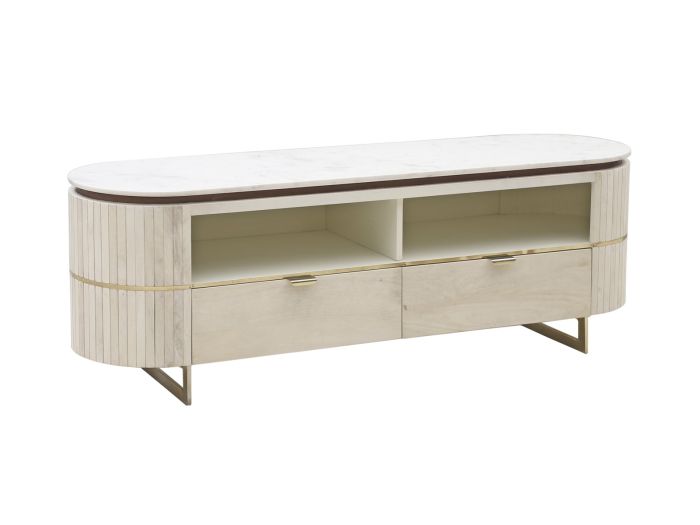 Mueble TV Sextans Estilo Art Decó Color Blanco, 145 Cm