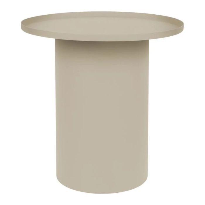 Mesa Auxiliar Diseño Moderno Redonda Metal Marfil
