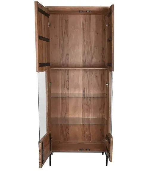 Vitrina Madera Acacia Marrón Cristal, 197 Cm