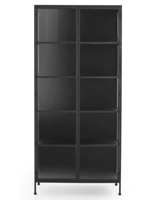 Vitrina Alta Puertas Cristal Estructura Hierro Negro