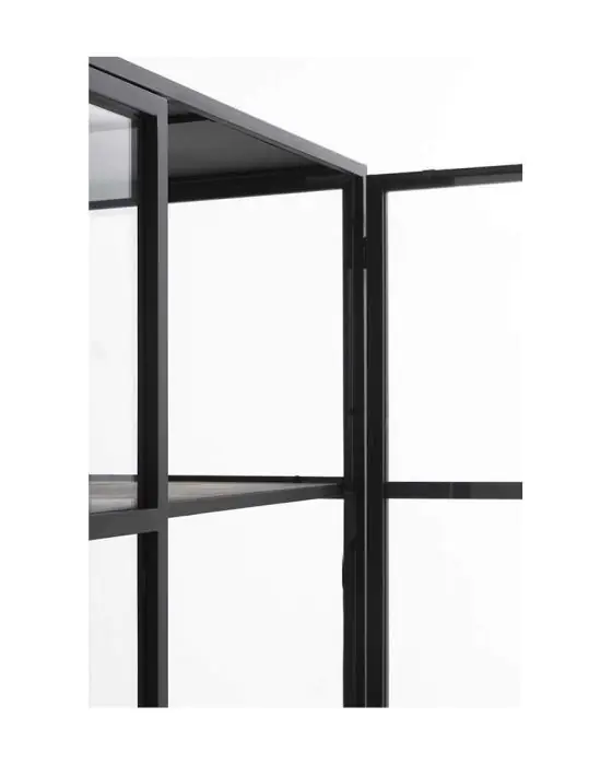 Vitrina Alta Puertas Cristal Estructura Hierro Negro