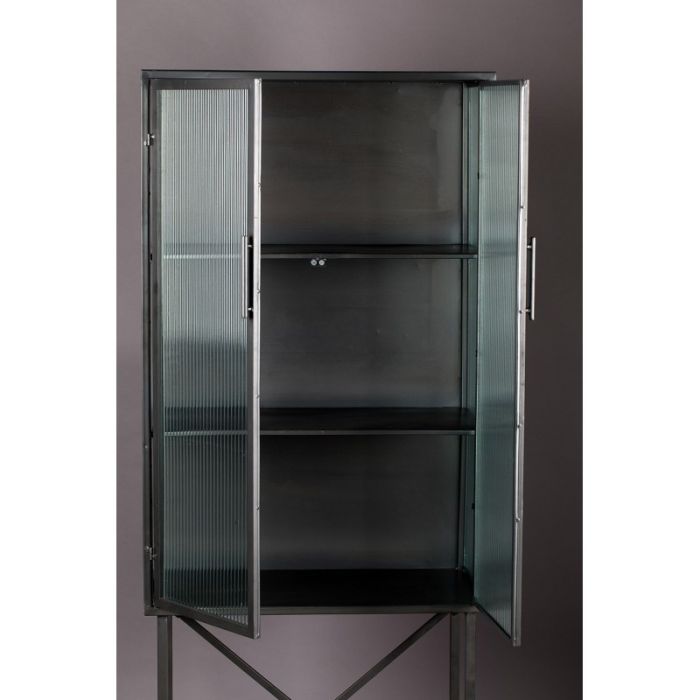 Vitrina Hierro 2 Puertas Vidrio Templado Negro, 70 Cm