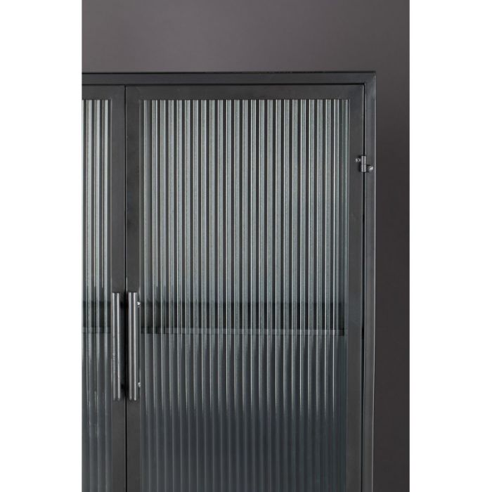 Vitrina Hierro 2 Puertas Vidrio Templado Negro, 70 Cm