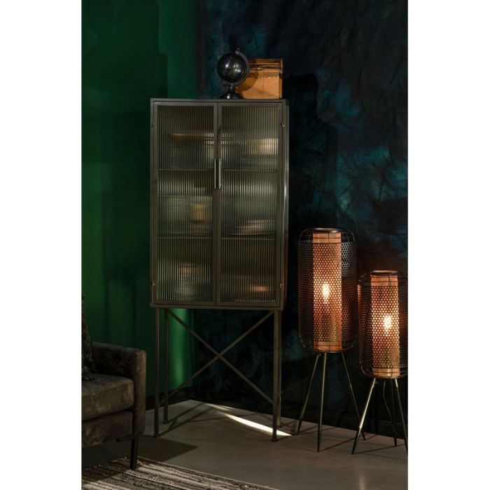 Vitrina Hierro 2 Puertas Vidrio Templado Negro, 70 Cm