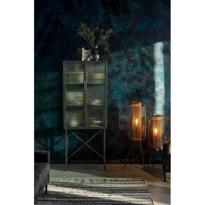 Vitrina Hierro 2 Puertas Vidrio Templado Negro, 70 Cm