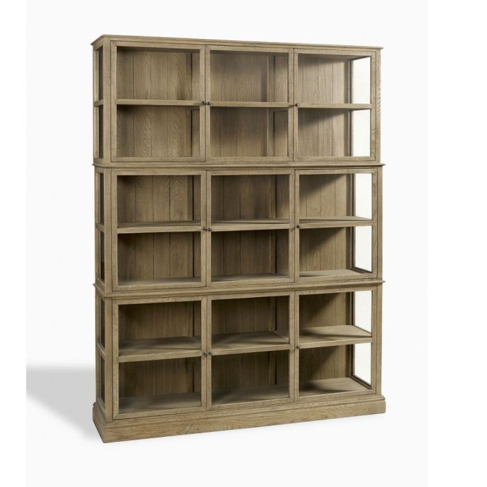 Vitrina Colonial Vintage Madera Roble Cristal, 170 Cm
