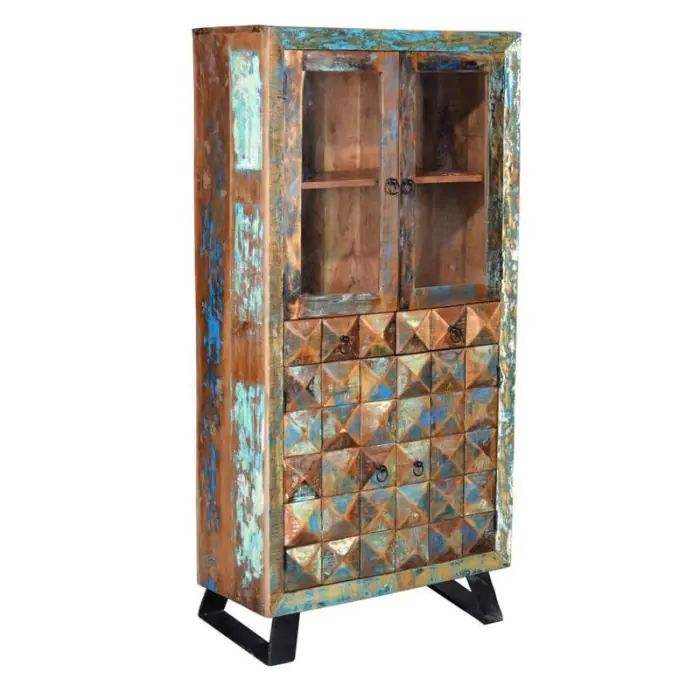 Vitrina Madera Reciclada Metal, 180 Cm