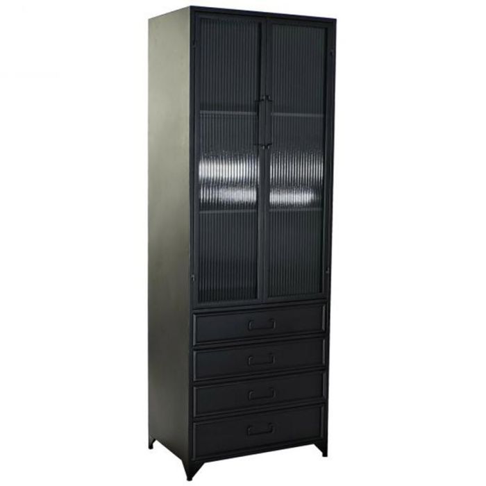 Vitrina 2 Puertas Metal Negro Cristal, 60 Cm