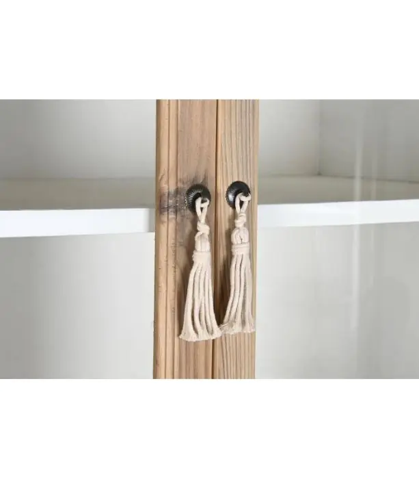 Vitrina Cristal Algodón Madera Abeto Natural, 180 Cm