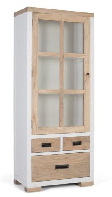 Vitrina natural blanco 2 puertas