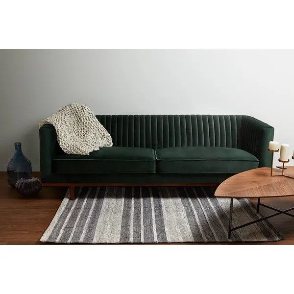 Sofá 3 Plazas Terciopelo Verde Abeto Madera, 210 Cm