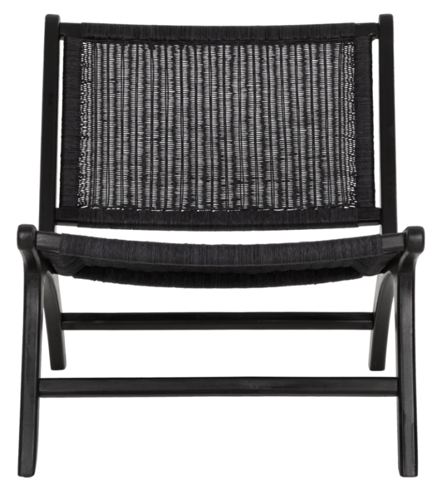 Sillón Lazy Loom Ratán Madera Teca Negro, 69 Cm