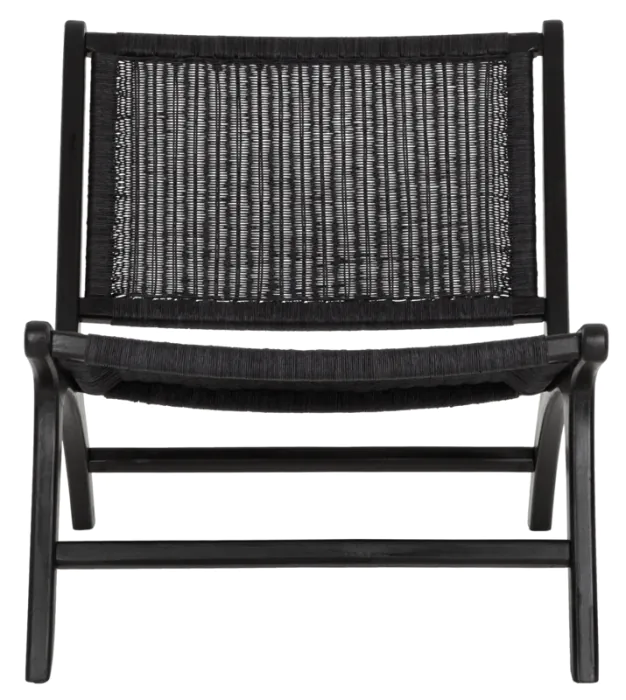 Sillón Lazy Loom Ratán Madera Teca Negro, 69 Cm