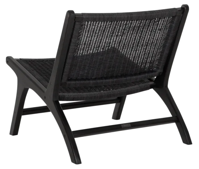 Sillón Ratán Madera Teca Negro, 69 Cm