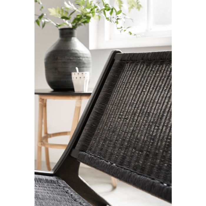 Sillón Ratán Madera Teca Negro, 69 Cm