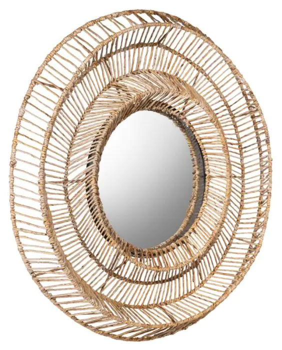 Espejo Circular Grande San Miguel Estilo Étnico-Tropical, Ø100 Cm
