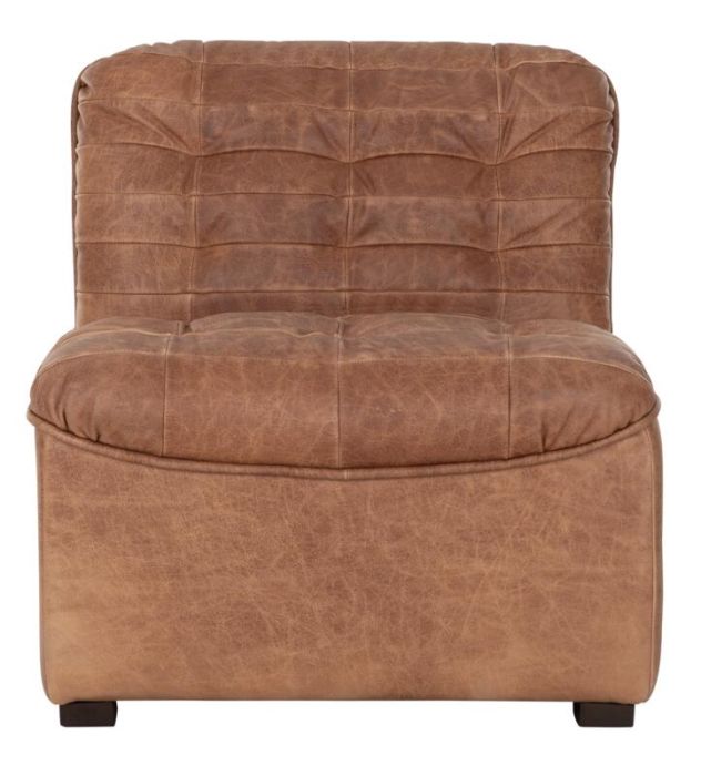 Sillón Liberty Cuero Anilina Marrón, 75 Cm