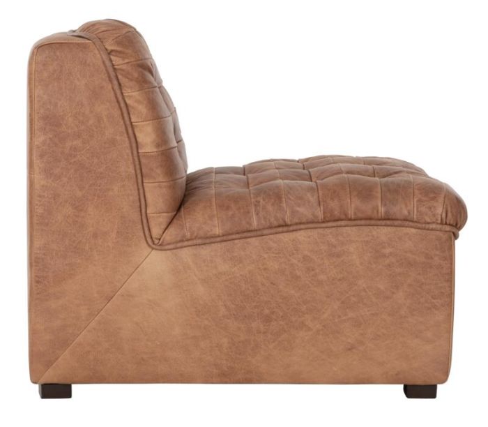 Sillón Cuero Anilina Marrón, 75 Cm