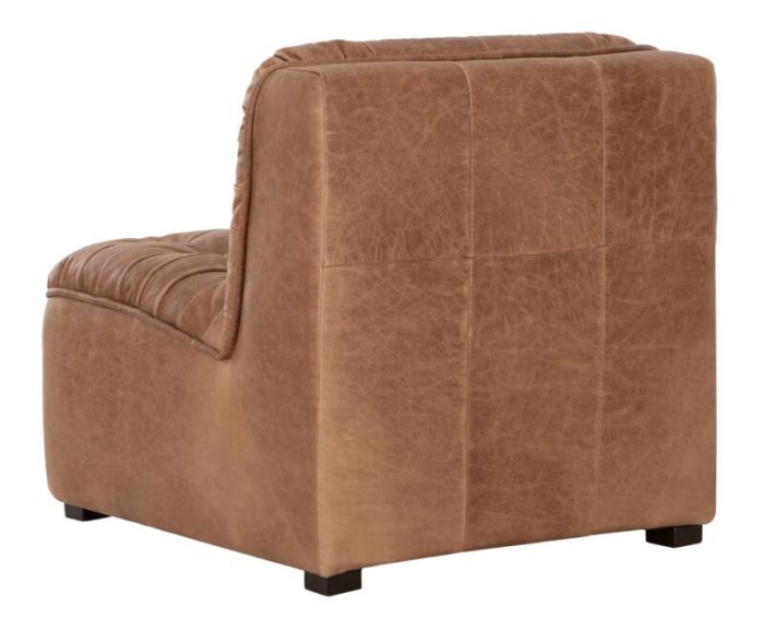 Sillón Cuero Anilina Marrón, 75 Cm
