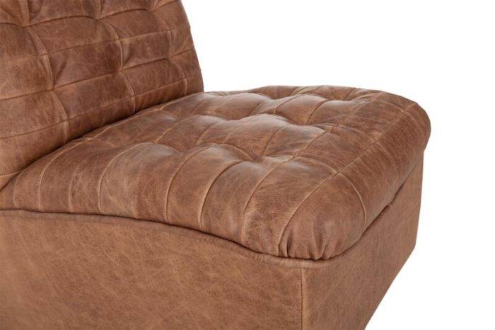 Sillón Cuero Anilina Marrón, 75 Cm