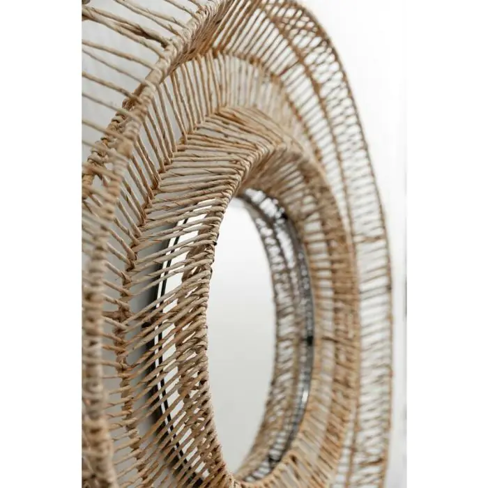 Espejo Circular Ratán Trenzado Natural, Ø100 Cm