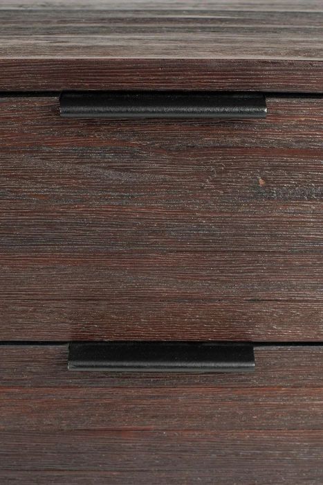 Mesita de Noche Madera Teca Marrón Hierro, 30 Cm