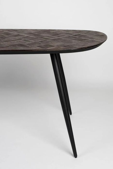 Mesa Comedor Ovalada Madera Teca Hierro, 118 Cm