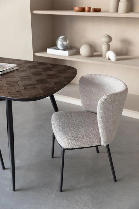 Mesa Comedor Ovalada Madera Teca Hierro, 118 Cm