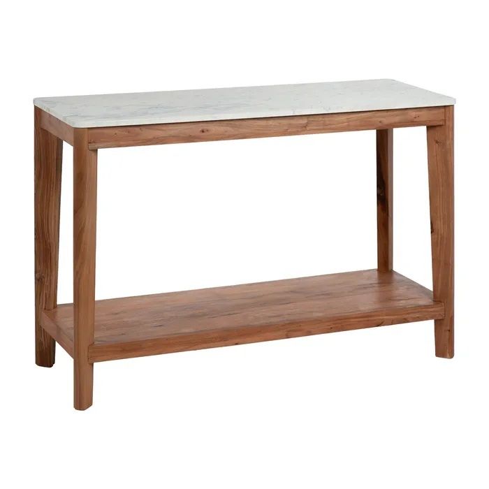 Consola en Madera de Acacia Natural y Base de Mármol.
