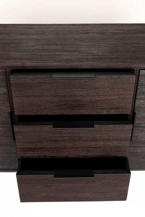 Aparador Alto Madera Teca Marrón Hierro, 135 Cm