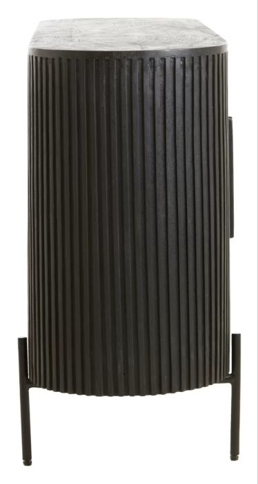 Aparador Curvo Madera Mango Acero Negro Mate, 140 Cm