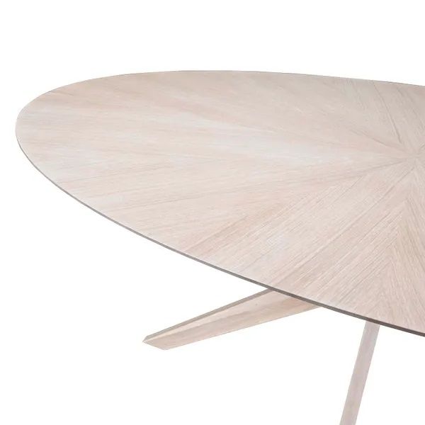 Mesa Comedor Redonda Chapa Roble Blanqueada, 180 Cm