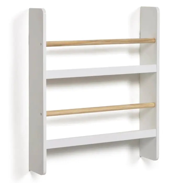 Estantería Gopi Madera Pino Acabado Natural Blanco Estilo Moderno, 50 Cm