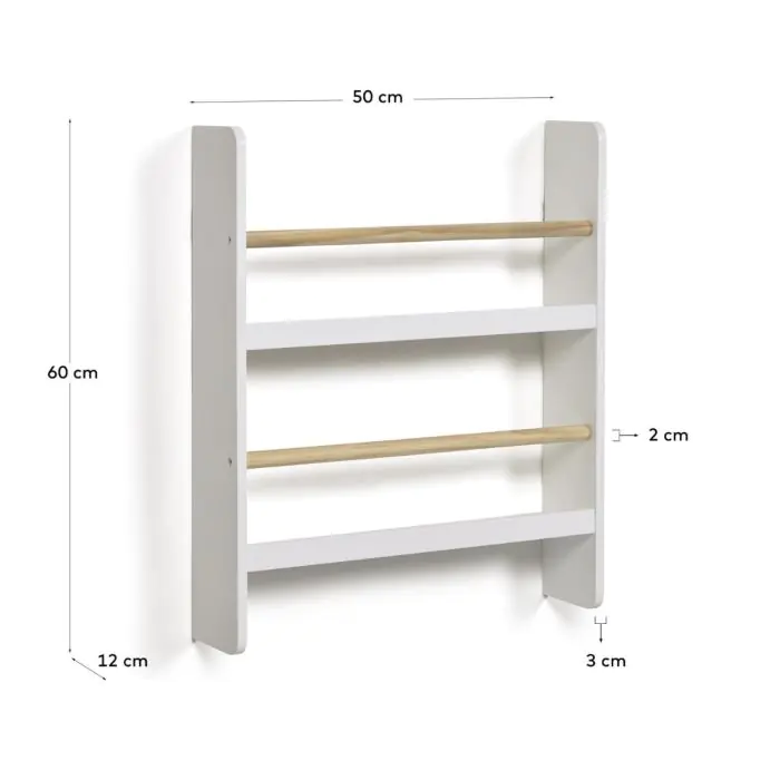 Estantería Madera Pino Acabado Natural Blanco, 50 Cm