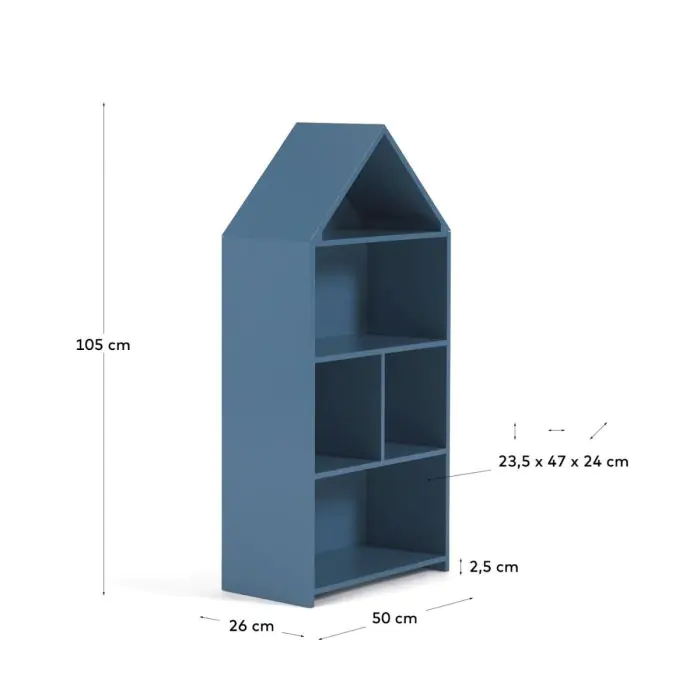 Estantería Casita Infantil Madera Azul Celeste 50 Cm