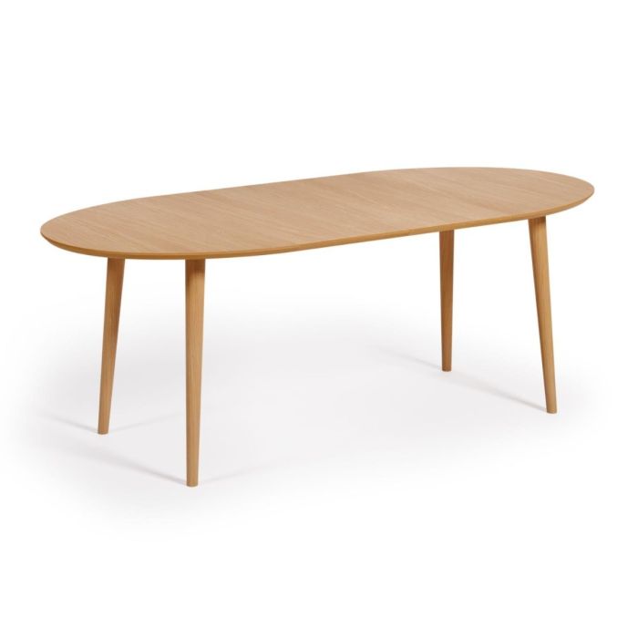 Mesa Extensible Ovalada Roble Madera Caucho Natural, Ø 120 (200) Cm