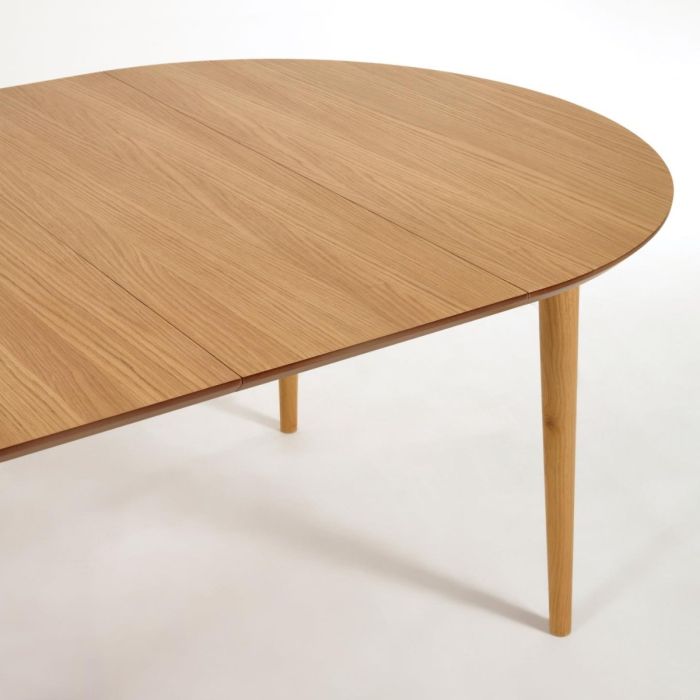 Mesa Extensible Ovalada Roble Madera Caucho Natural, Ø 120 (200) Cm