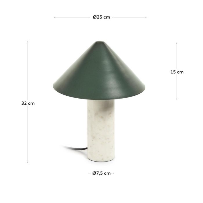 Lámpara de Sobremesa Mármol/Metal Verde, 32 Cm