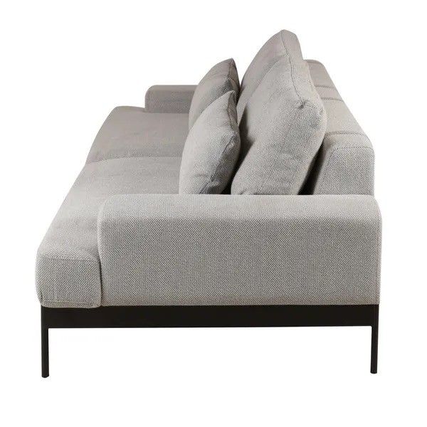 Sofá 3 Plazas Tejido Gris Claro Metal Negro Mate, 216 Cm