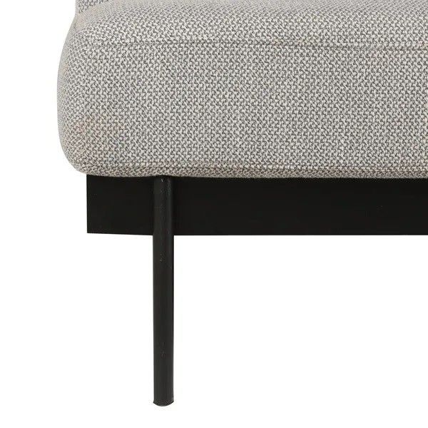Sofá 3 Plazas Tejido Gris Claro Metal Negro Mate, 216 Cm