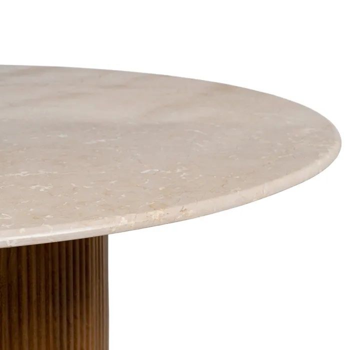 Mesa Comedor Natural-Crema Mármol/Madera, 120 Cm