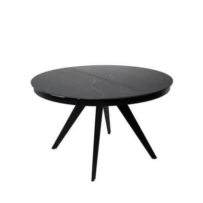 Mesa de comedor de diseño moderno en porcelánico efecto mármol negro.
