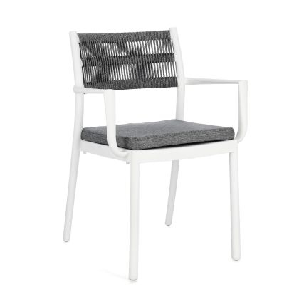 Silla Alvin Brazos Blanco/Gris Oscuro
