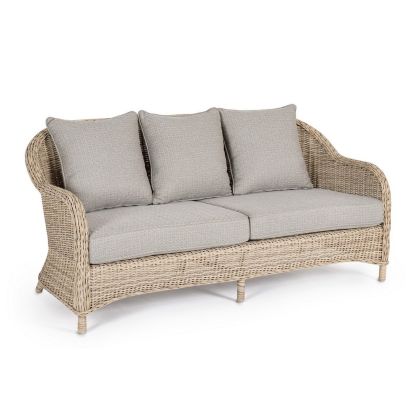Sofá Jardín Aditya Estilo Tropical Tejido Gris Fibra Sintética, 175 Cm