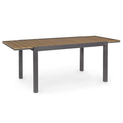 Mesa Jardín Extensible Elías Estilo Moderno Aluminio Gris Antracita Polywood, 140/200 Cm