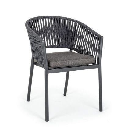 Silla Florencia Estilo Nórdico-Moderno Cuerda Aluminio Gris Antracita, 57 Cm