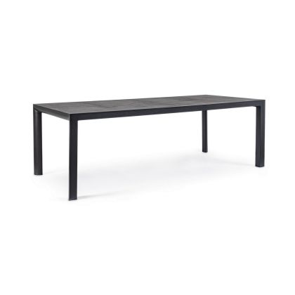 Mesa Jardín Mason Estilo Moderno Aluminio Cerámica Gris Antracita, 220 Cm