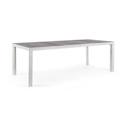 Mesa Jardín Mason Estilo Moderno Aluminio Blanco Cerámica Gris, 220 Cm